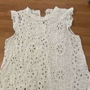White Eyelet Sleeveless Top